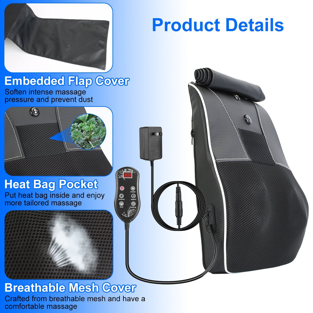 1Pc Back Massager With Heat 3D Kneading Massage Pillow Shiatsu Full Body Massager For Back Neck Waist Arm Abdomen Calf