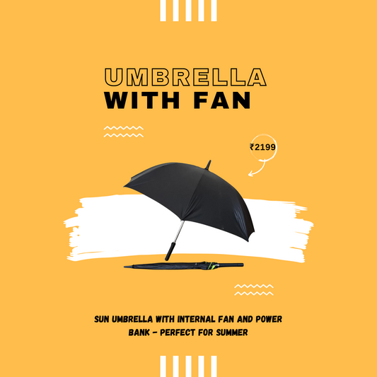 Sun Umbrella with Internal Fan and Power Bank - Perfect for Summer