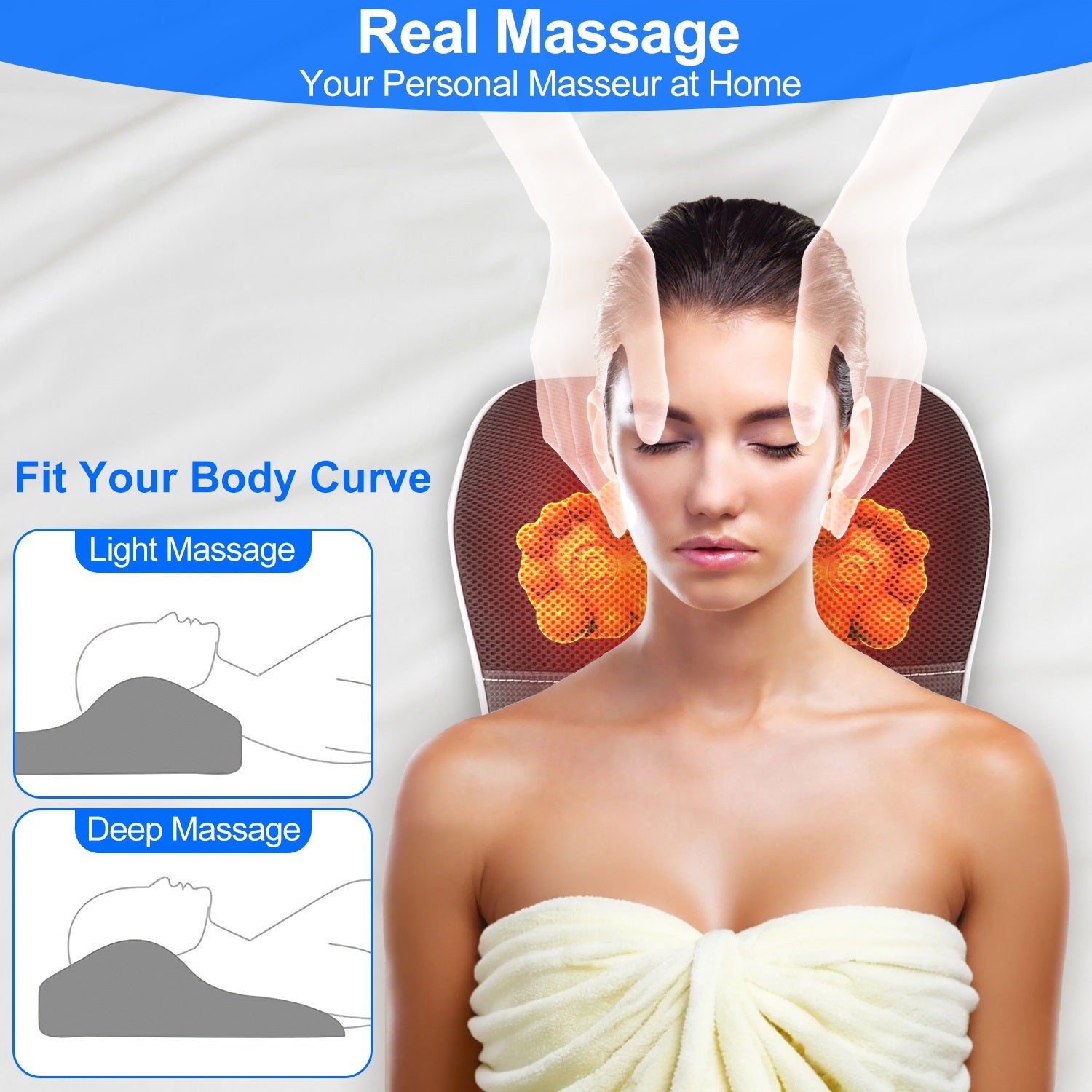 1Pc Back Massager With Heat 3D Kneading Massage Pillow Shiatsu Full Body Massager For Back Neck Waist Arm Abdomen Calf