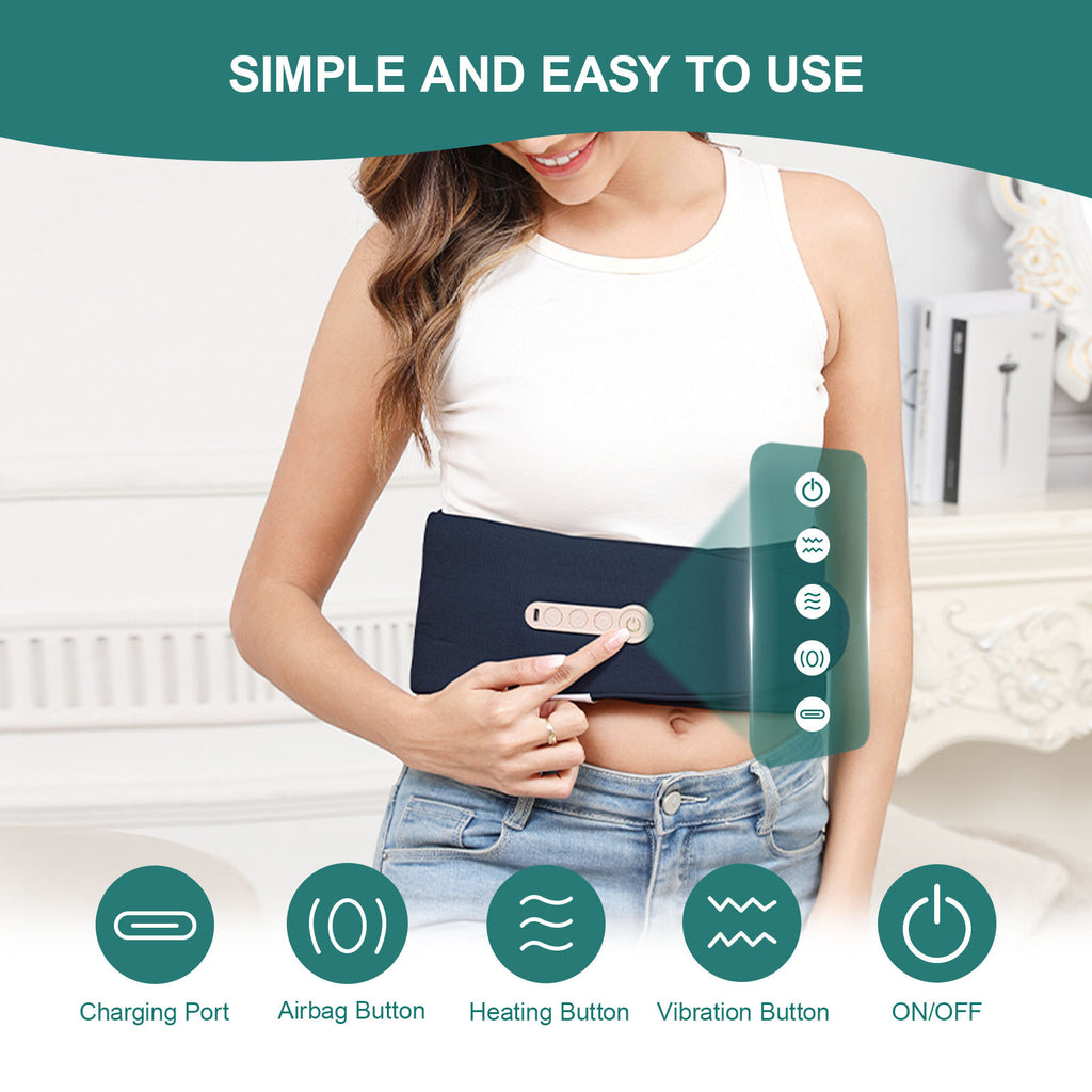 Smart Auto-Adjusting Heating Massager For Back Pain Relief, 4 Vibrations, 3 Modes, 3 Heat Levels, USB Rechargeable