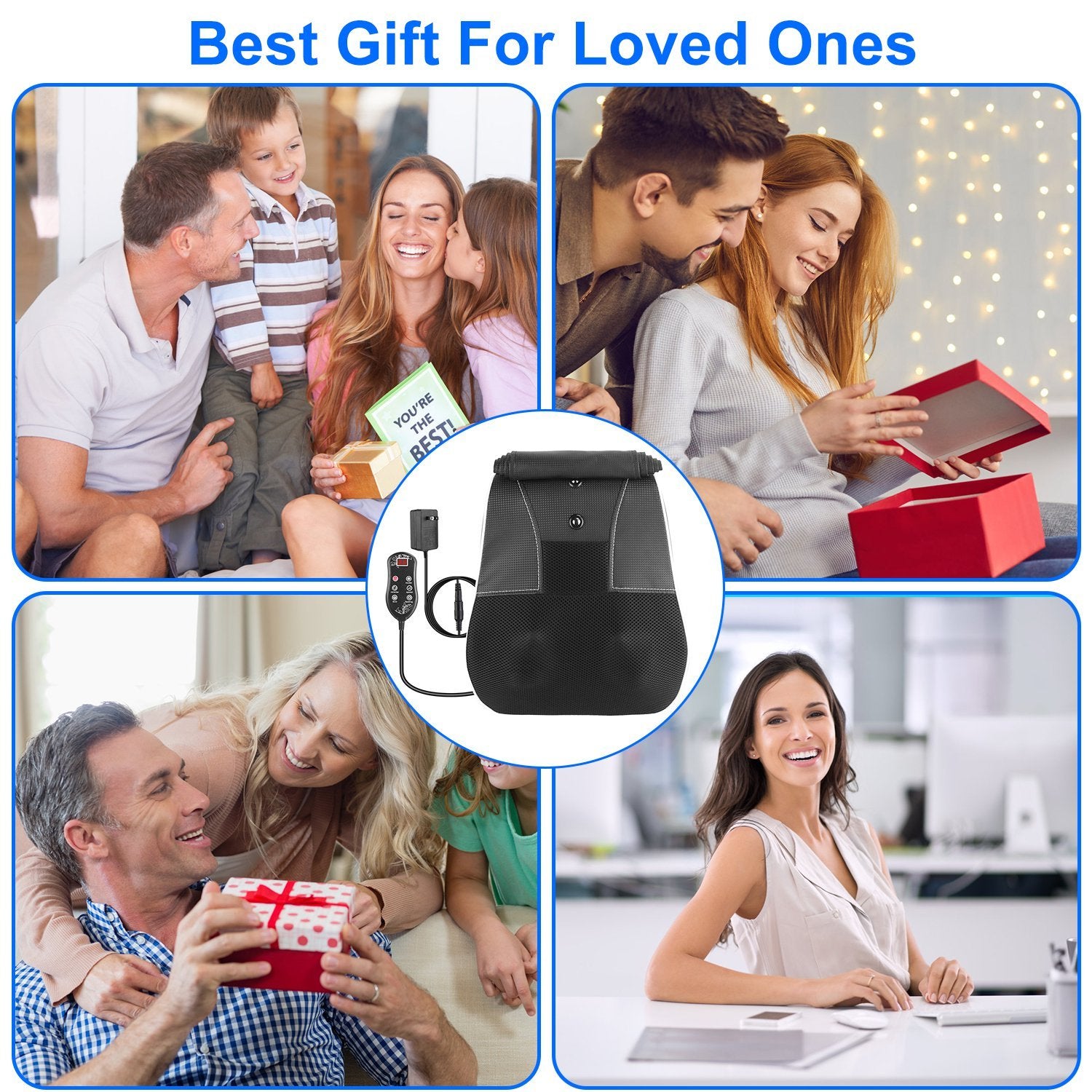 1Pc Back Massager With Heat 3D Kneading Massage Pillow Shiatsu Full Body Massager For Back Neck Waist Arm Abdomen Calf