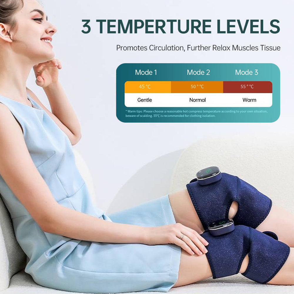 YM-K16 Smart Knee Massager With Heat Therapy - 3 Vibration Modes & Portable Design For Pain Relief   Single Item