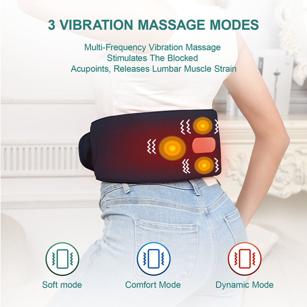 Smart Auto-Adjusting Heating Massager For Back Pain Relief, 4 Vibrations, 3 Modes, 3 Heat Levels, USB Rechargeable