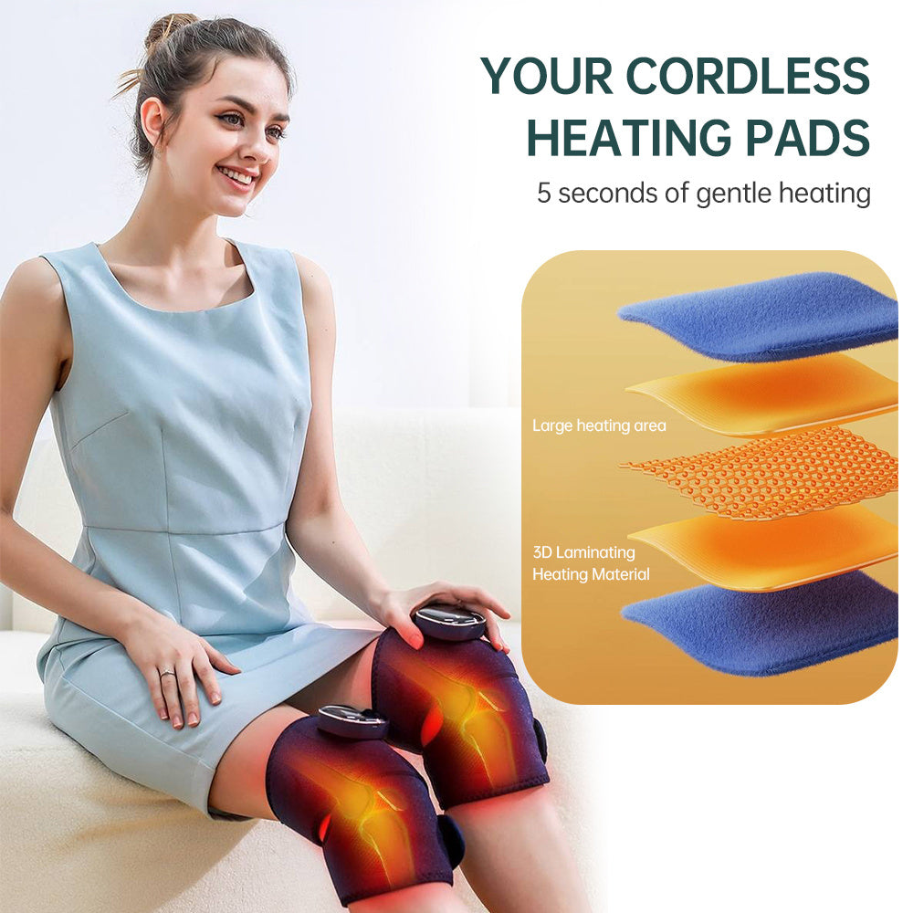 YM-K16 Smart Knee Massager With Heat Therapy - 3 Vibration Modes & Portable Design For Pain Relief   Single Item