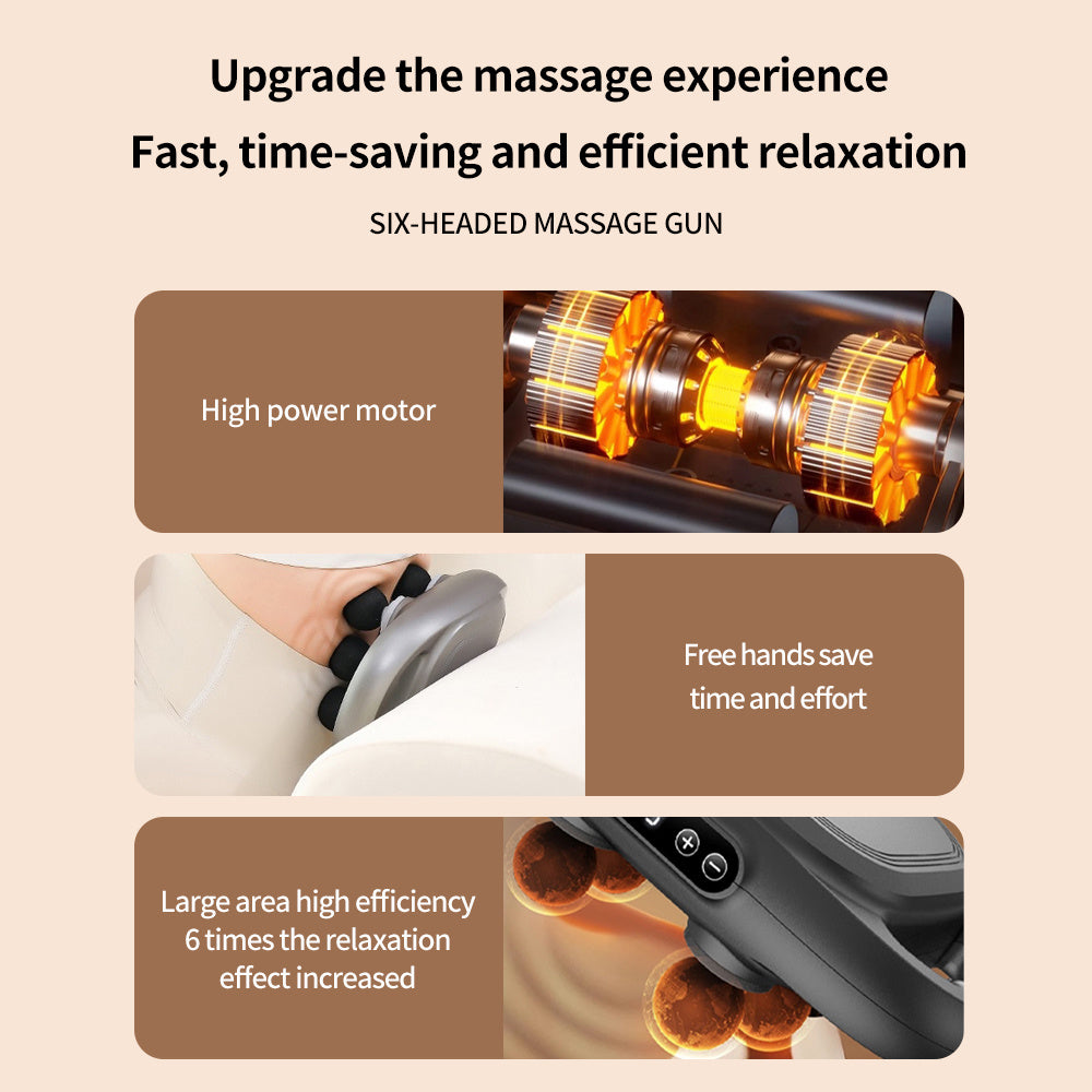Handheld Deep Tissue Massagers  Percussion Massage Gun  6-Head Back Massager For Muscle Relaxation In Back Leg Neck Shoulder And Body Gifts For Families And Friends