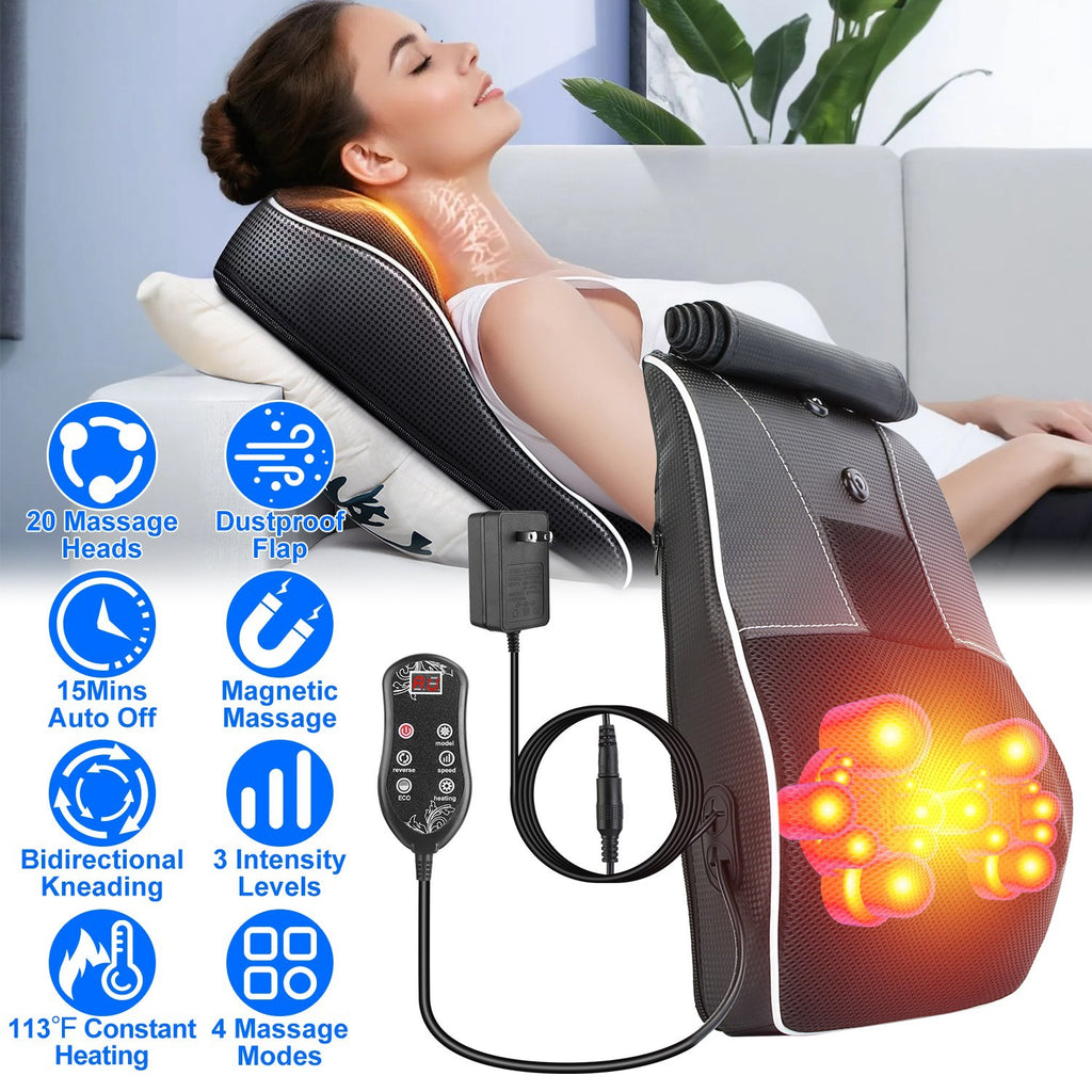 1Pc Back Massager With Heat 3D Kneading Massage Pillow Shiatsu Full Body Massager For Back Neck Waist Arm Abdomen Calf